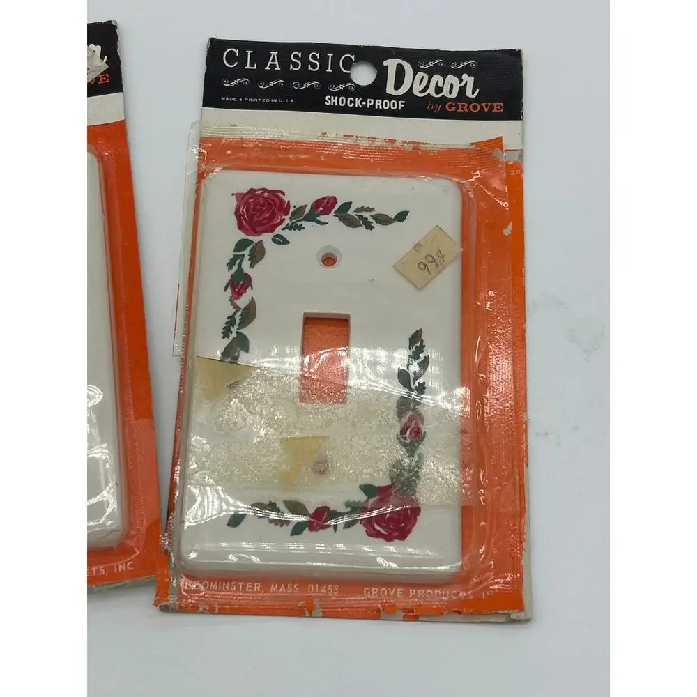 Vintage Grove Classic Decor Floral Switch Outlet Cover Plates Lot (2) NOS Rose